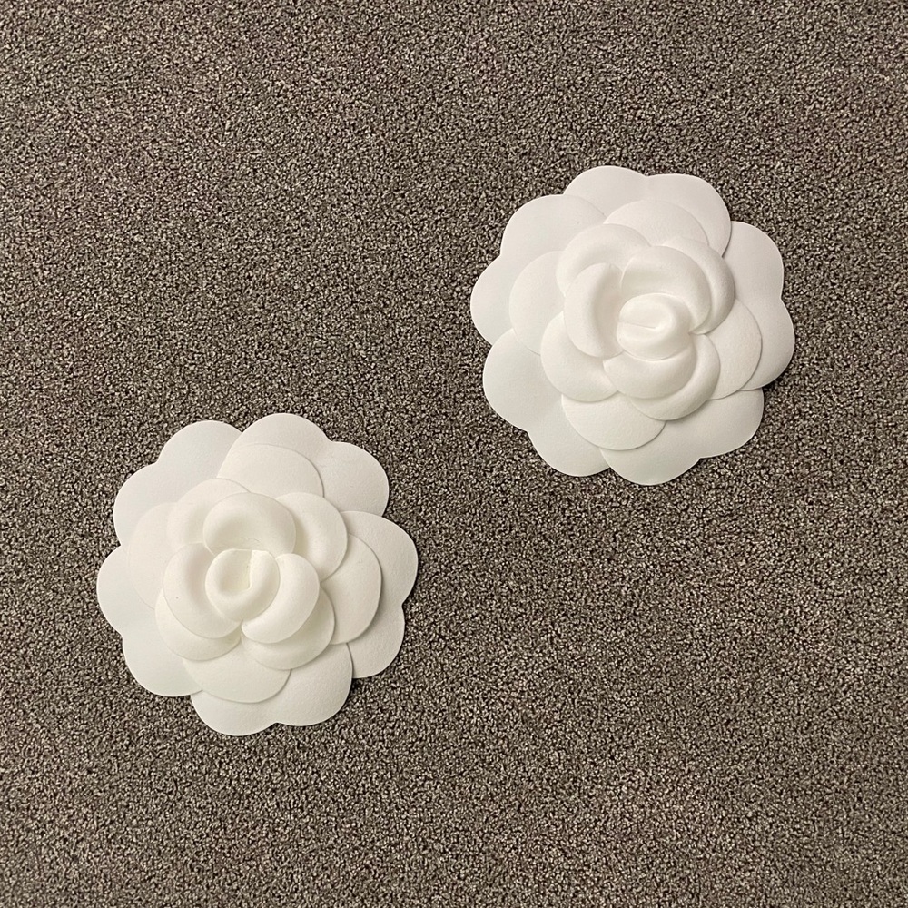 2 Chanel Camelias and 2 Ribbons